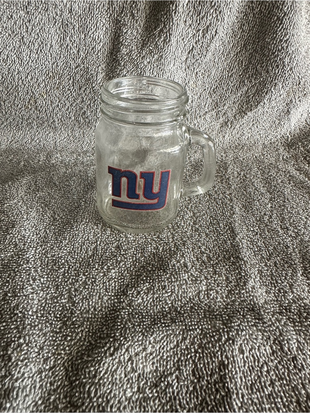 NY Giants Logo Glass Mason Jar Mug with Handle - Clear